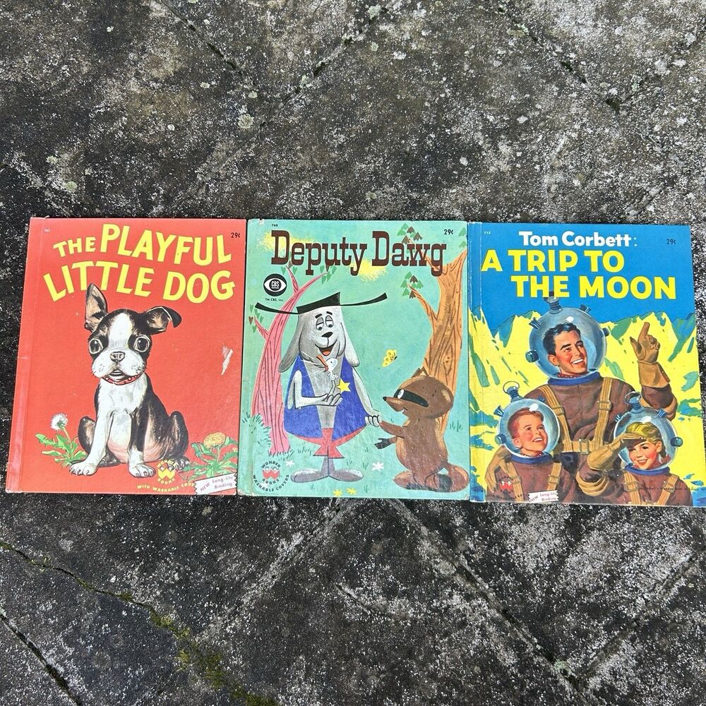 VTG Wonder Books Lot 1951-1960 First Editions Deputy Dawg Space Moon Playful Dog